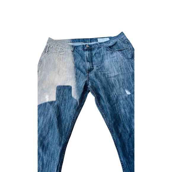 🖤 Six Lincoln New York Straight Fit Jeans 42x30 Distressed Dark Wash - Picture 4 of 5